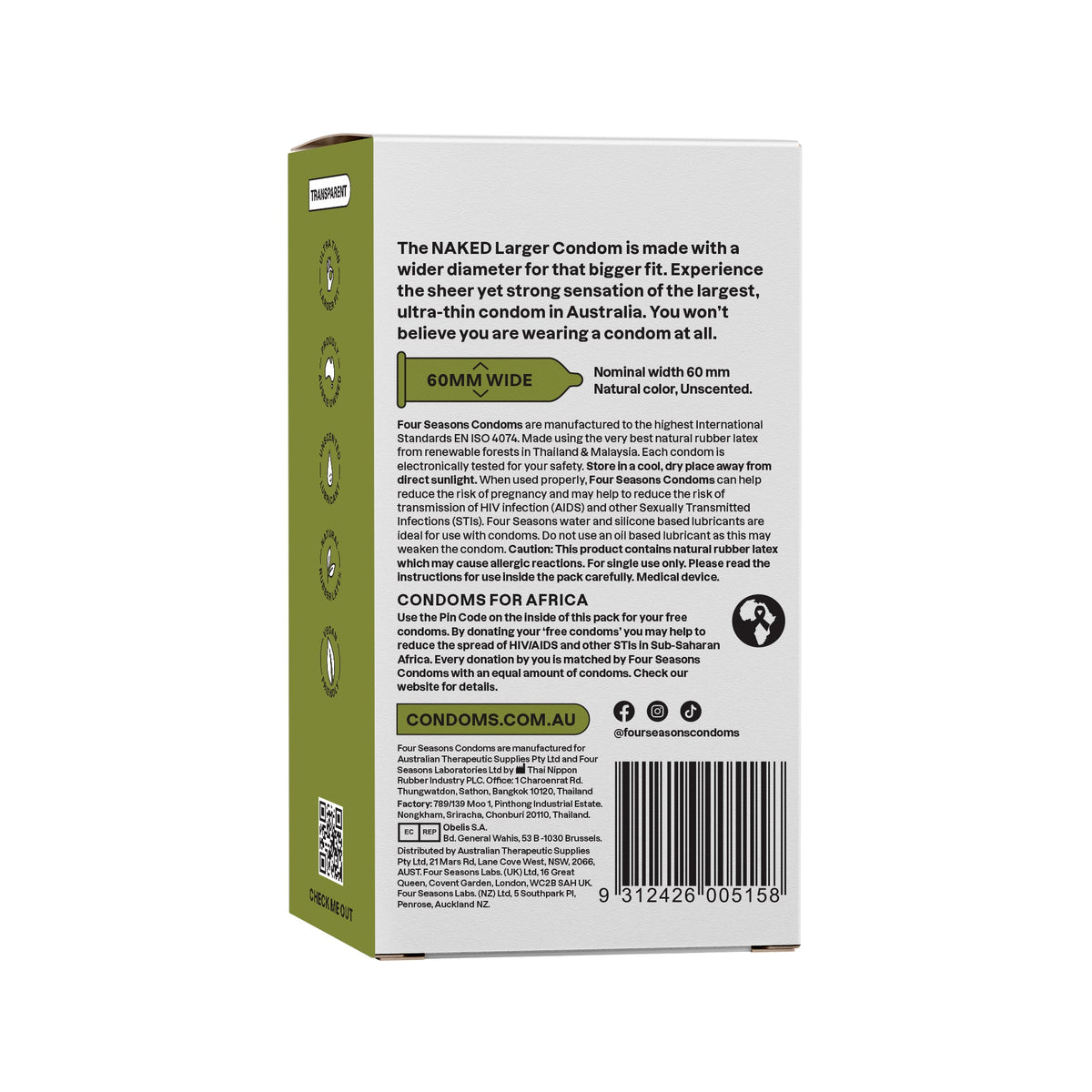 Four Seasons Naked Larger Condom 12 Pack > Essentials > Condoms