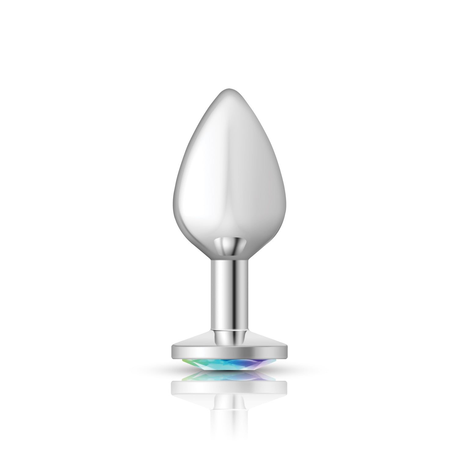 Cheeky Charms Silver Round Butt Plug with Clear Iridescent Jewel Medium > Anal Range > Jewel Butt Plugs