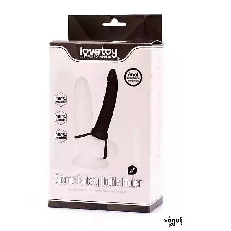 Anal Indulgence Collection 15.2 cm Silicone Double Prober - Black > Anal Range > Prostate Plugs