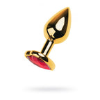 Gold Metal Anal Plug with Red Ruby Heart Crystal Small (2.8 inch) Gold > Anal Range > Jewel Butt Plugs