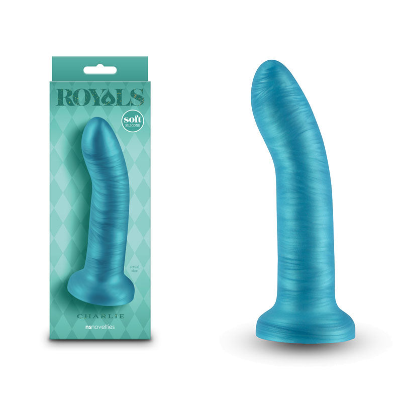 Royals 6 Inch Charlie Metallic Dong with Strong Suction Cup Blue DONGS