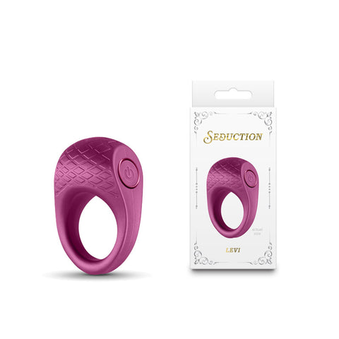 Seduction Levi Metallic Burgundy USB Rechargeable Cock Ring 6.5cm Pink Cock Rings Vibrating