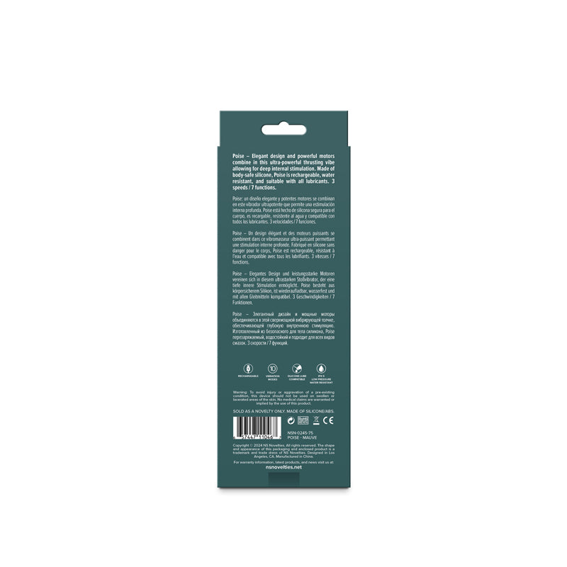 Lust N Dreams Poise Mauve 17.3 Centimeter USB Rechargeable Thrusting Vibrator DONGS Thrusting