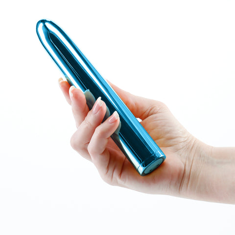 Chroma Teal Metallic 17 Centimeter USB Rechargeable Vibrator BULLETS