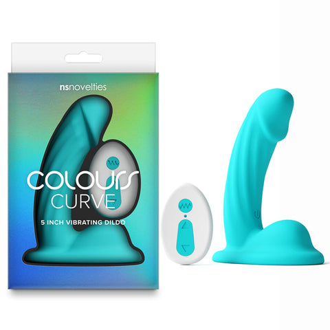 Colours Curve (Pink| Purple| Teal) – Waterproof Vibrating Dildo Teal DONGS