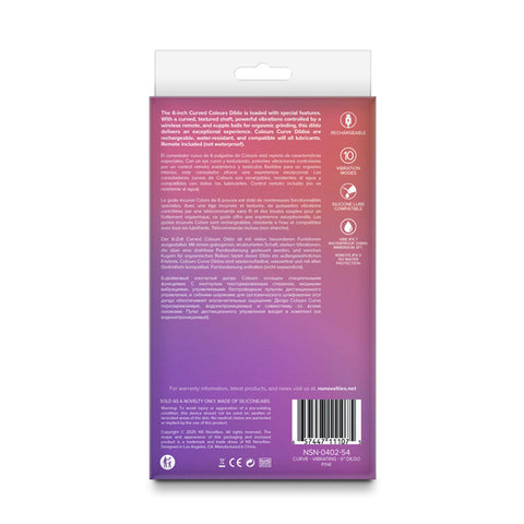 Colours Curve (USB Rechargeable) – Wireless Remote-Controlled Vibrating 6 Inch Dildo with Textured Shaft and Supple Balls DONGS