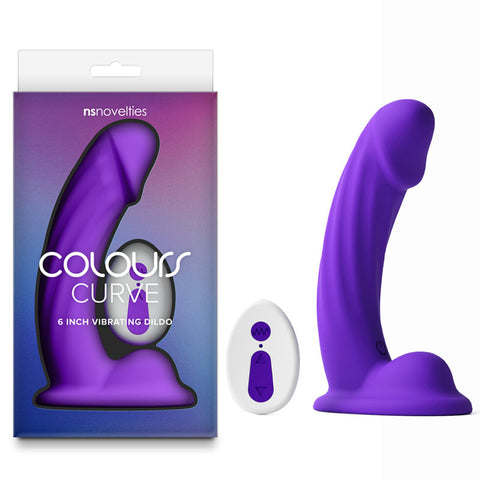 Colours Curve 6 Inch USB Rechargeable Vibrating Dildo with Wireless Remote – Waterproof Vibrating Dildo Purple DONGS