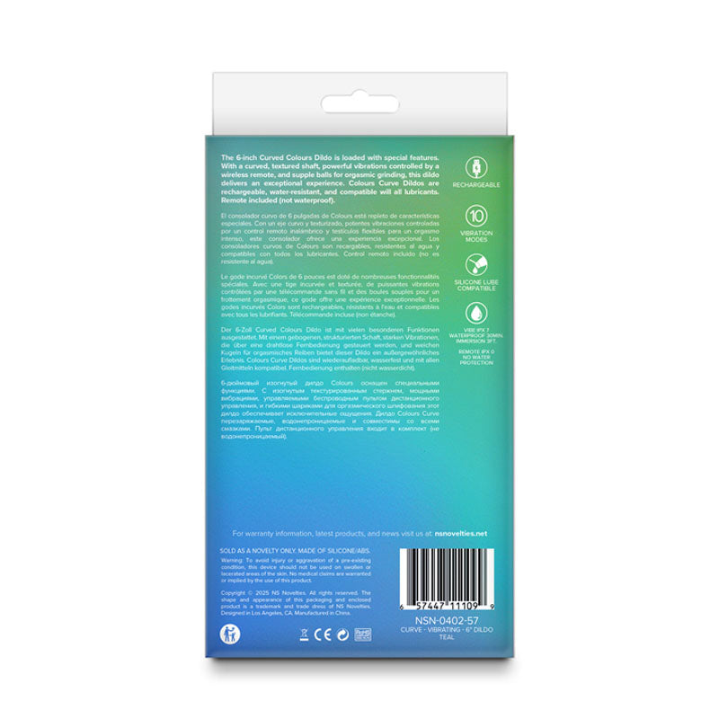 Colours Curve (Teal) – Rechargeable Wireless Remote-Controlled 6-Inch Vibrating Dildo > Vibrators > Realistic Vibrators