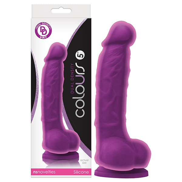 Colours Dual Density – 5 Inch Silicone Dong with Suction Cup Purple > Dildos > Realistic Dildos