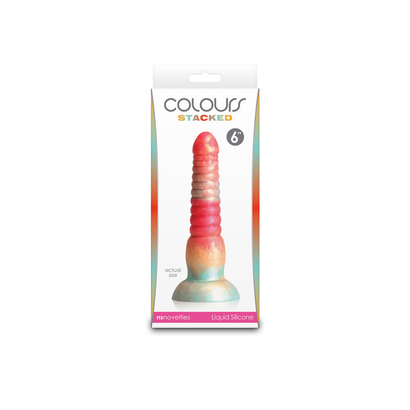 Colours Stacked 6 Inch Dildo Red and Gold Silicone Adult Toy DONGS