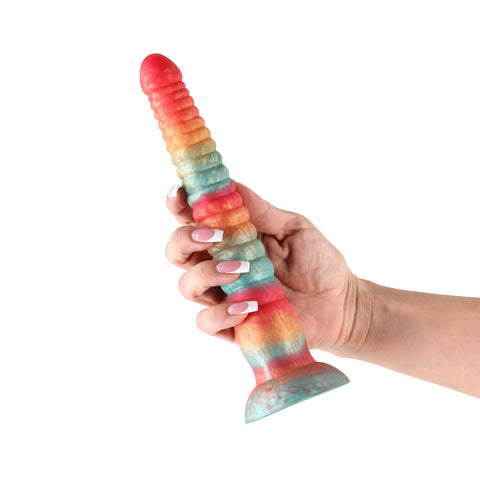 Colours Stacked 9 Inch Dildo Red and Gold Fantasy Toy DONGS