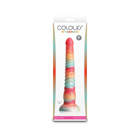 Colours Stacked 9 Inch Dildo Red and Gold Fantasy Toy DONGS