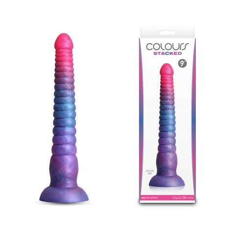 Colours Stacked 9 Inch Dildo Pink Blue Fantasy Dildo Coloured DONGS