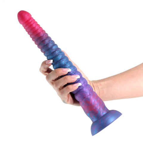 Colours Stacked 12 Inch Dildo in Pink and Blue Fantasy Silicone Dongs Neutral