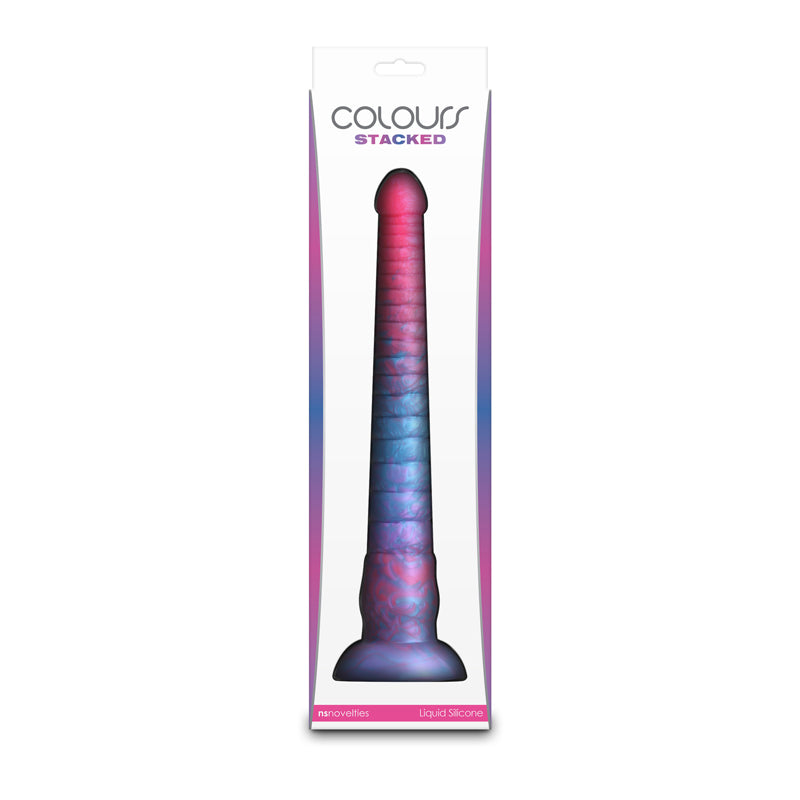 Colours Stacked 12 Inch Dildo in Pink and Blue Fantasy Silicone Dongs Neutral