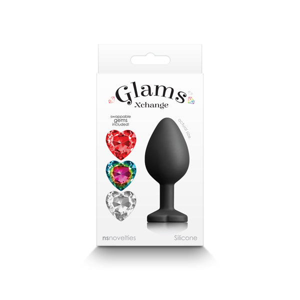 Glams Xchange Heart Medium Butt Plug with Heart Gems (8.1cm) > Anal Range > Jewel Butt Plugs