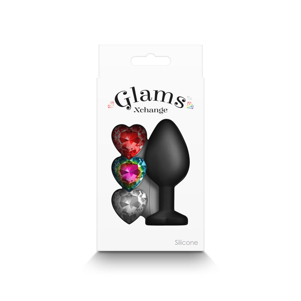 Glams Xchange Heart Medium Butt Plug with Heart Gems (8.1cm) > Anal Range > Jewel Butt Plugs