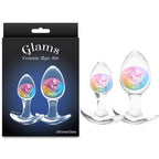 Glams Cosmic 2-Piece Kit (Clear/Rainbow) – Body-Safe Liquid Silicone Butt Plug Set Coloured > Anal Range > Butt Plug Kits