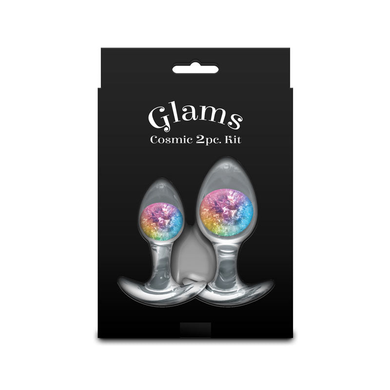 Glams Cosmic 2-Piece Kit (Clear/Rainbow) – Body-Safe Liquid Silicone Butt Plug Set > Anal Range > Butt Plug Kits