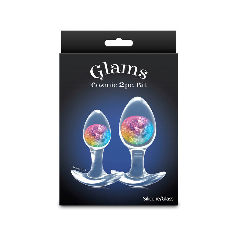 Glams Cosmic 2-Piece Kit (Clear/Rainbow) – Body-Safe Liquid Silicone Butt Plug Set > Anal Range > Butt Plug Kits