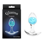 Glams Cosmic (Clear) – Small Sparkly Liquid Silicone Butt Plug 8.1 cm Blue > Anal Range > Butt Plugs