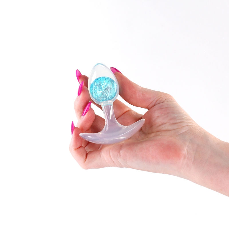 Glams Cosmic (Clear) – Small Sparkly Liquid Silicone Butt Plug 8.1 cm > Anal Range > Butt Plugs