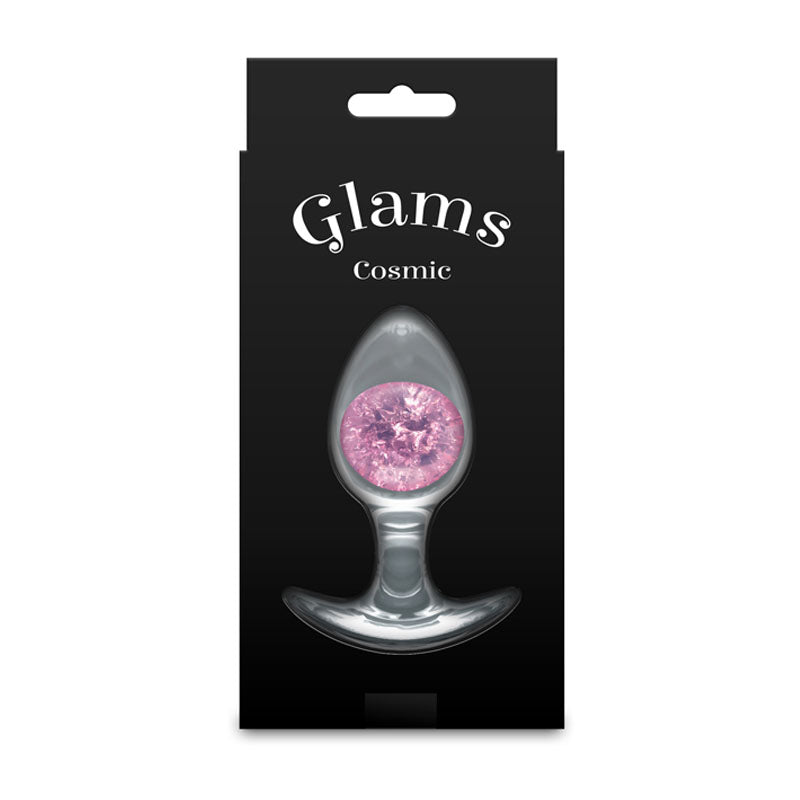 Glams Cosmic (Clear) – Medium Sparkly Liquid Silicone Small Butt Plug 9.5 cm Butt Plugs