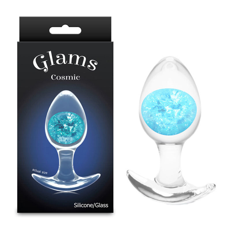 Glams Cosmic Clear (9.5 cm) – Medium Small Butt Plug Made from Body-Safe Liquid Silicone Blue > Anal Range > Butt Plugs