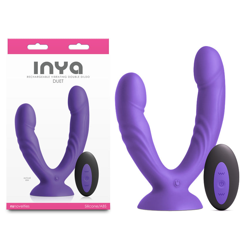 INYA Duet – USB Rechargeable Waterproof Vibrating Double Dildo with Remote Purple > Dildos > Double Dildos Main image