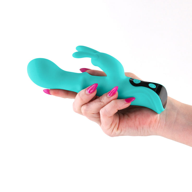 INYA Cyberluxe (Aqua) – USB Rechargeable Rabbit Vibrator with Sliding Ring Shaft 18 cm VIBRATORS-RABBIT