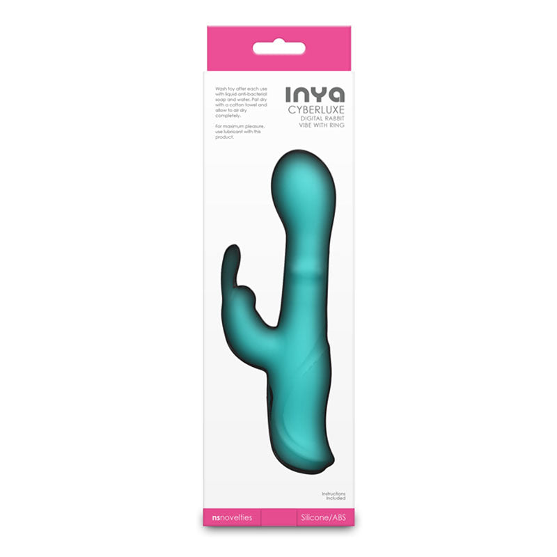 INYA Cyberluxe (Aqua) – USB Rechargeable Rabbit Vibrator with Sliding Ring Shaft 18 cm VIBRATORS-RABBIT