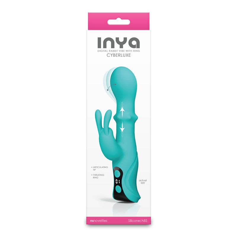 INYA Cyberluxe (Aqua) – USB Rechargeable Rabbit Vibrator with Sliding Ring Shaft 18 cm > Sex Toys For Ladies > G-Spot Vibrators