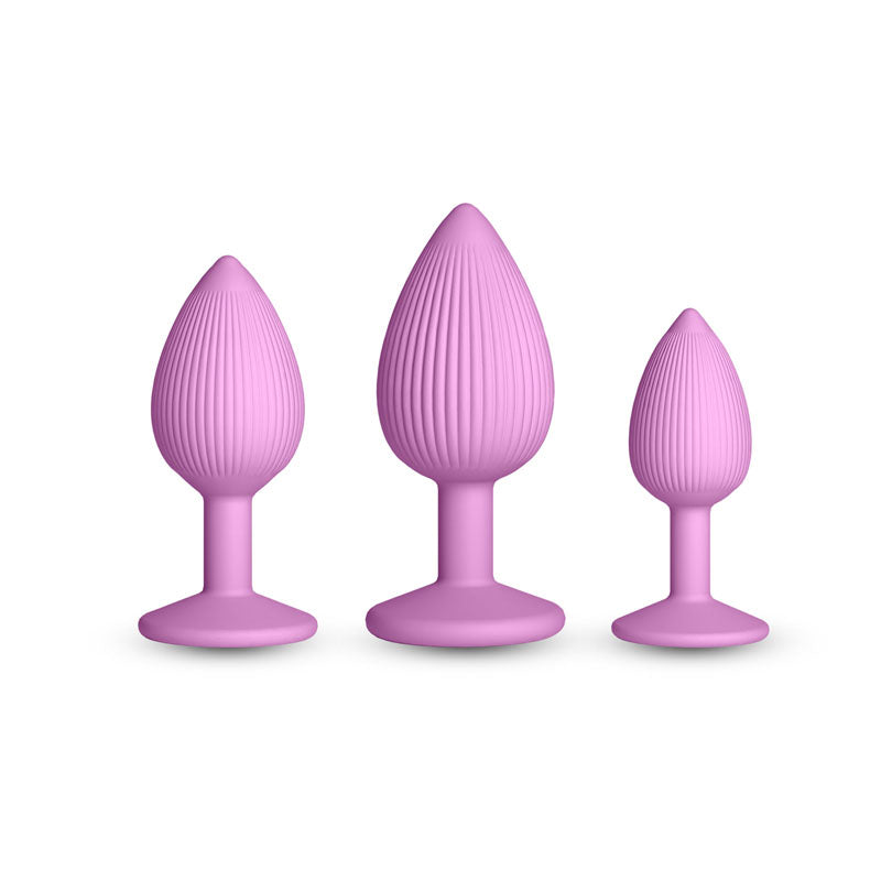Inya Triple Ace Kit (Blush) – Set of 3 Firm Flexible Textured Butt Plugs with Suction Cup Base Secondary image
