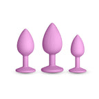 Inya Triple Ace Kit (Blush) – Set of 3 Firm Flexible Textured Butt Plugs with Suction Cup Base > Anal Range > Butt Plug Kits