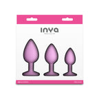 Inya Triple Ace Kit (Blush) – Set of 3 Firm Flexible Textured Butt Plugs with Suction Cup Base > Anal Range > Butt Plug Kits