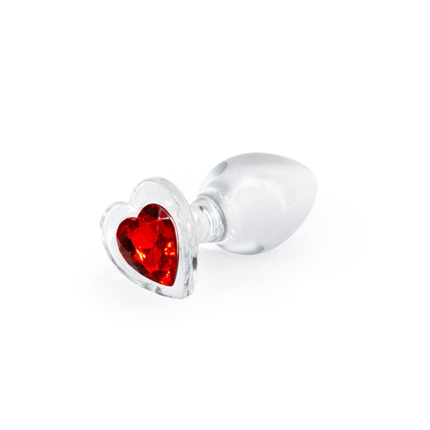 Crystal Desires Red Heart Medium 8.4 cm Glass Butt Plug GLASS TOYS