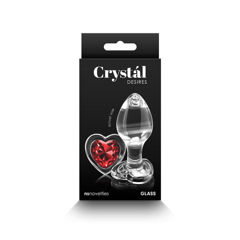 Crystal Desires Red Heart Medium 8.4 cm Glass Butt Plug Clear GLASS TOYS
