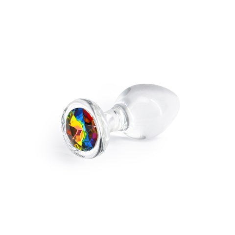 Crystal Desires Rainbow Gem Medium Glass Butt Plug 8.4 cm GLASS TOYS