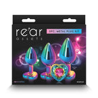 Rear Assets Trainer Kit (Multicolor) – Chrome-Plated Graduated Metal Butt Plug Set with Heart Jewel > Anal Range > Jewel Butt Plugs
