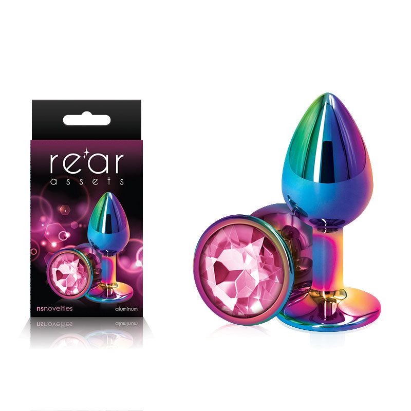 Rear Assets Multi Small Metal Butt Plug with Pink Gem Base Multi Anal Toys & Stimulators