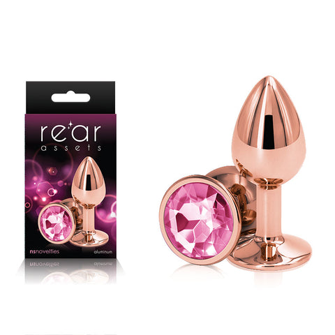 Rear Assets Rose Gold Small (Rose Gold) – Lightweight Small Metal Butt Plug Pink Small > Anal Range > Jewel Butt Plugs
