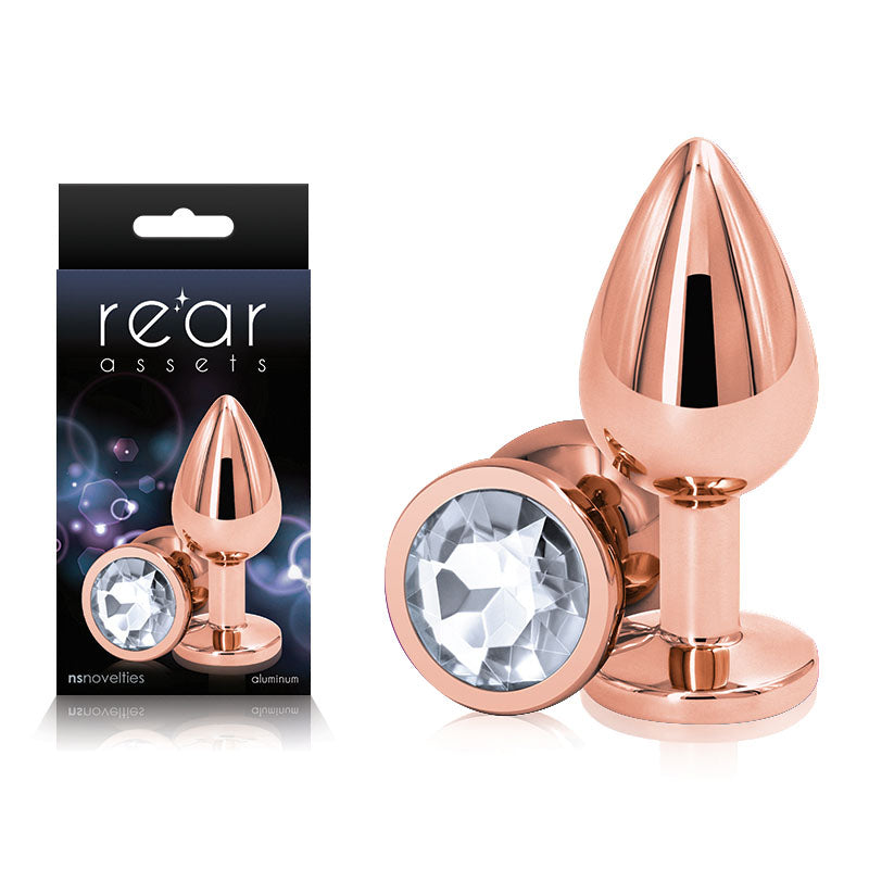 Rear Assets Rose Gold Medium Metal Butt Plug with Gem Base Gold > Anal Range > Jewel Butt Plugs