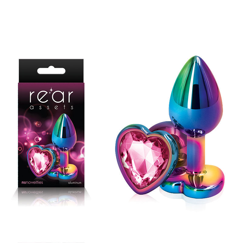 Rear Assets Multi Heart Small (Pink) – Lightweight Metal Butt Plug > Anal Range > Jewel Butt Plugs