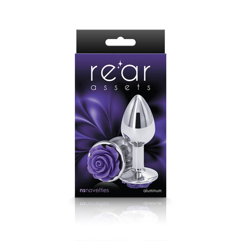 Rear Assets Rose Small (Purple) – 7.6 cm Metal Butt Plug > Anal Range > Jewel Butt Plugs