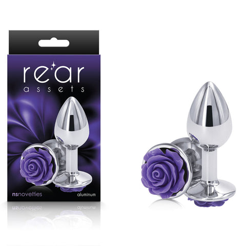 Rear Assets Rose Small (Purple) – 7.6 cm Metal Butt Plug > Anal Range > Jewel Butt Plugs