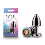 Rear Assets Petite (Gunmetal) – 6 cm Lightweight Metal Butt Plug with Rainbow Gem Base Chrome > Anal Range > Jewel Butt Plugs