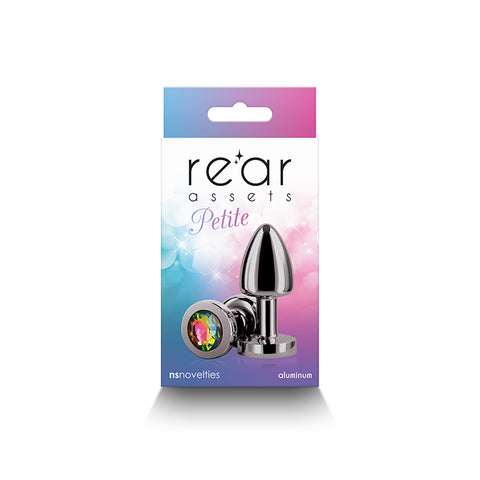 Rear Assets Petite Anal Toy with Gunmetal Finish and Rainbow Gem > Anal Range > Jewel Butt Plugs
