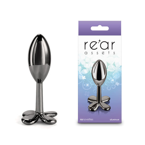 Rear Assets Clover Gunmetal 9.2 cm Metallic Butt Plug Chrome Butt Plugs