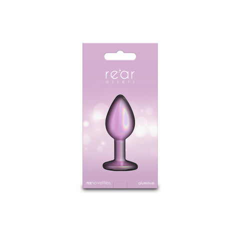 Rear Assets Iridescent Small 7.1 cm Butt Plug in Pink > Anal Range > Jewel Butt Plugs
