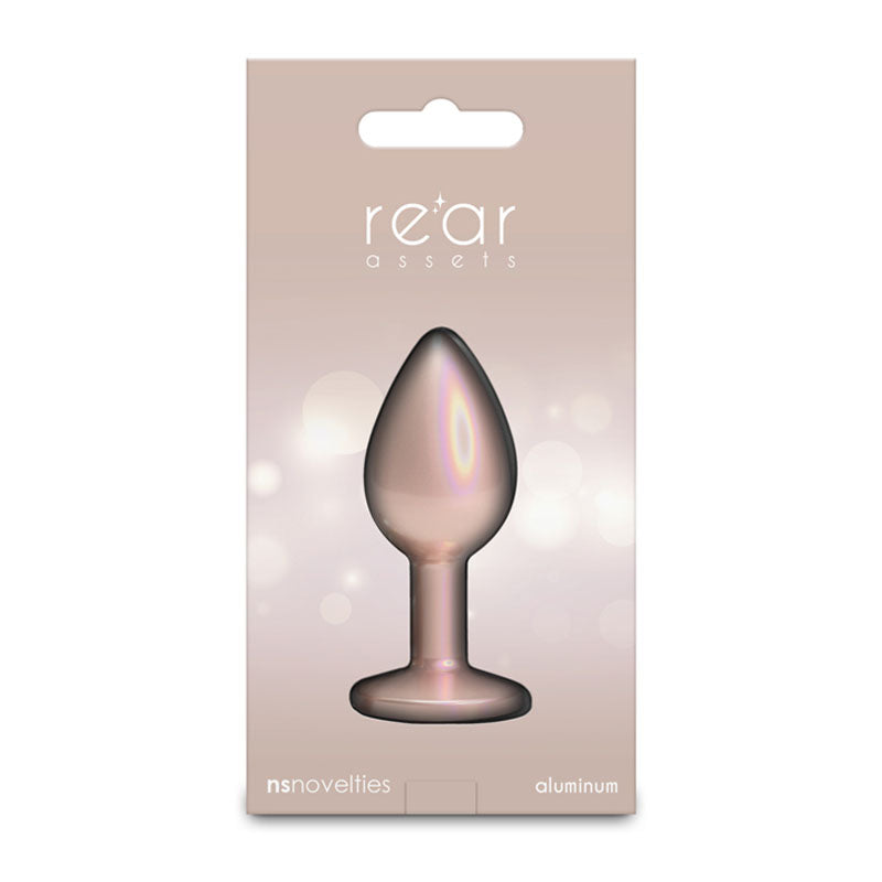 Rear Assets Iridescent Metal Butt Plug – Lightweight Anal Plug with Round Gem Base (Small, Medium) > Anal Range > Butt Plugs